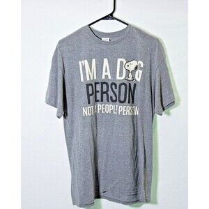 Snoopy Tee Dog Person Mens Large Gray Peanuts Delta Pro Weight Cotton Blend Y2K